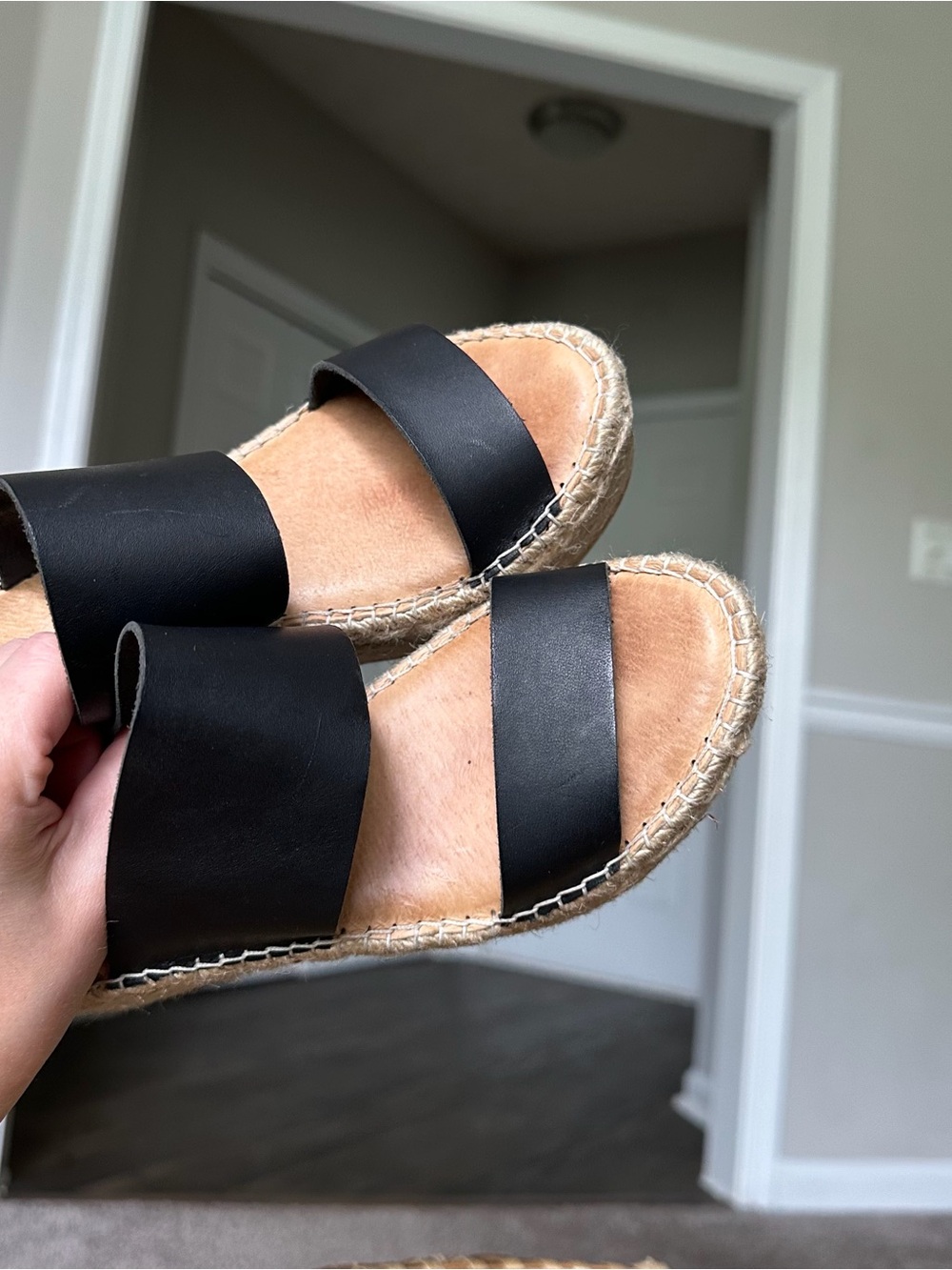Macarena Black Platform Espadrille Slide Sandals with Double Straps Women’s 37 - Picture 7 of 11